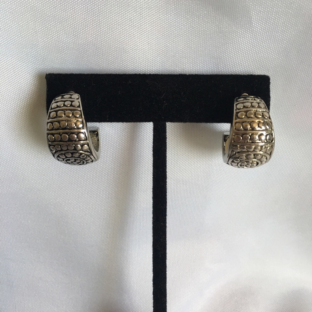 Silvertone Embossed Pierced Earrings